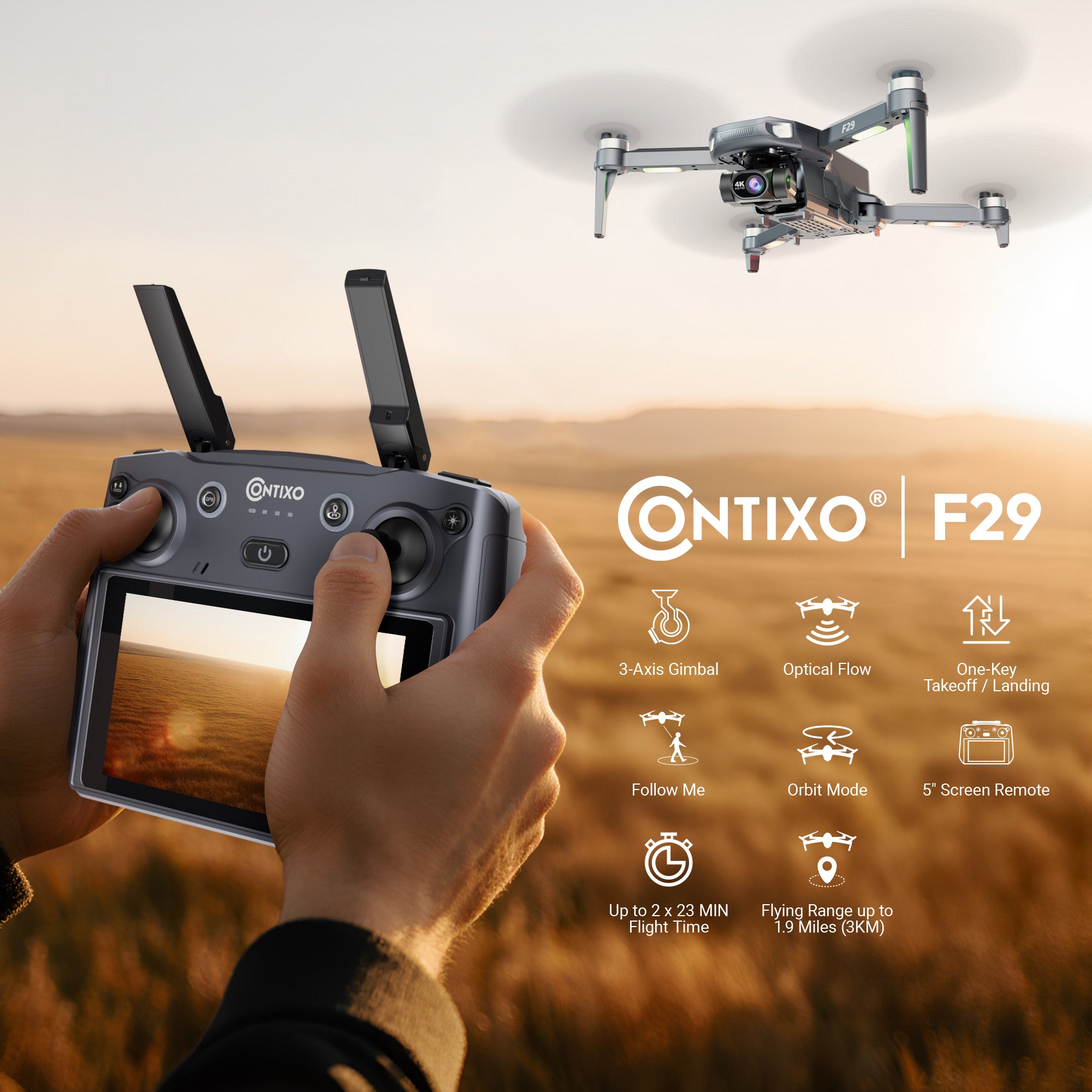 Contixo F29 ALTURA MAX - 4K Drone with Gimbal Camera GPS